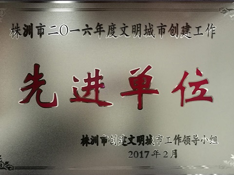 2016年度株洲市文明城市创建工作先进单位